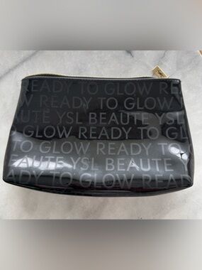 YSL Beauté Ready to Glow Makeup Bag Black Patent Cosmetic Pouch
